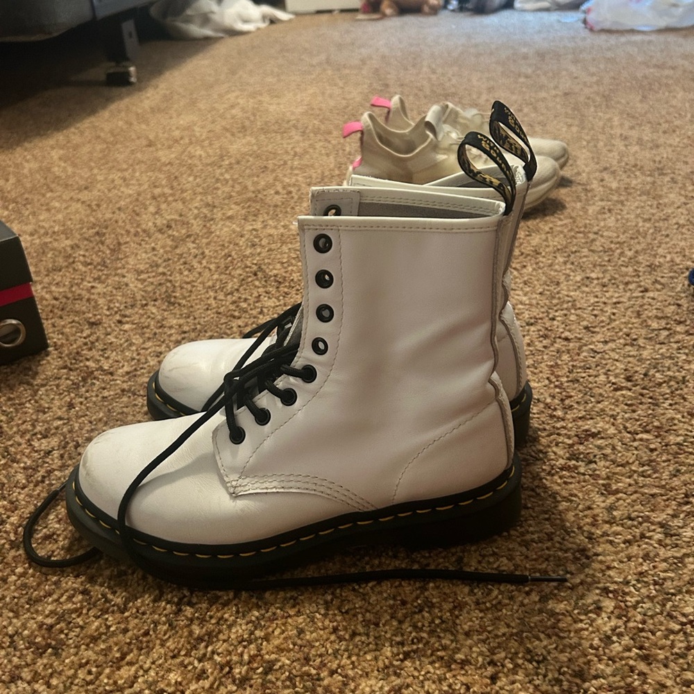 Dr. Martens White Leather Boots
